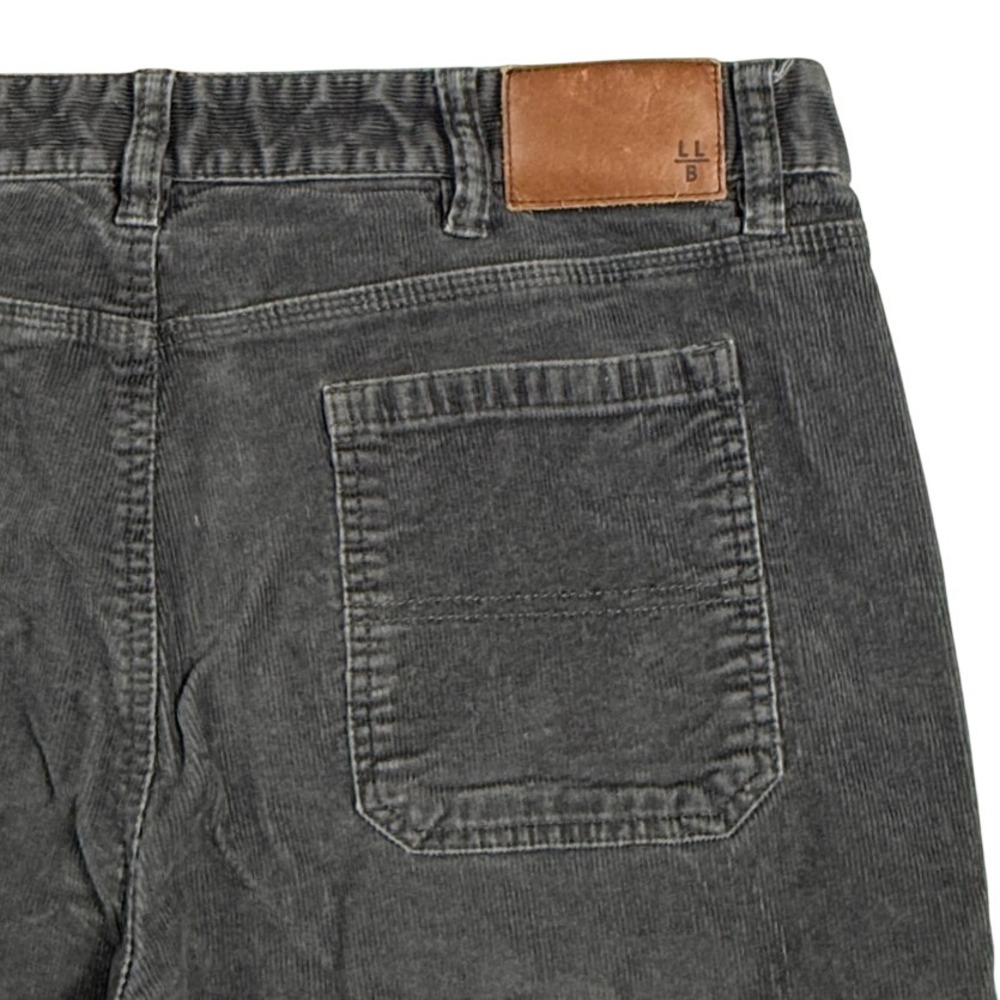 LL Bean Signature Slim Straight Corduroy Pants Gray Patch Pocket Mens 38x32